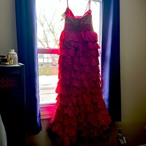 Pink fishtail ruffled dress